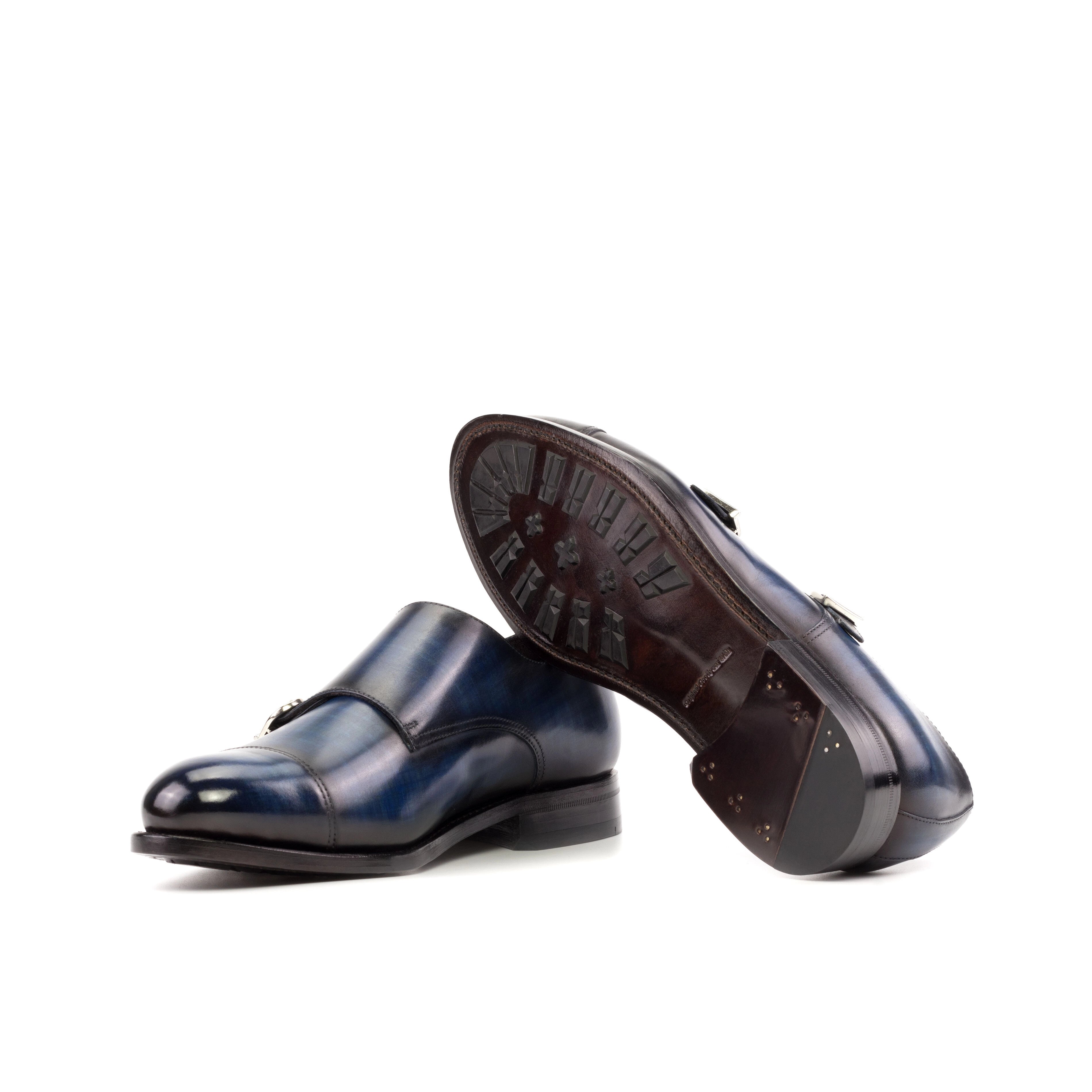 Navy Double Monk Capo Shoes