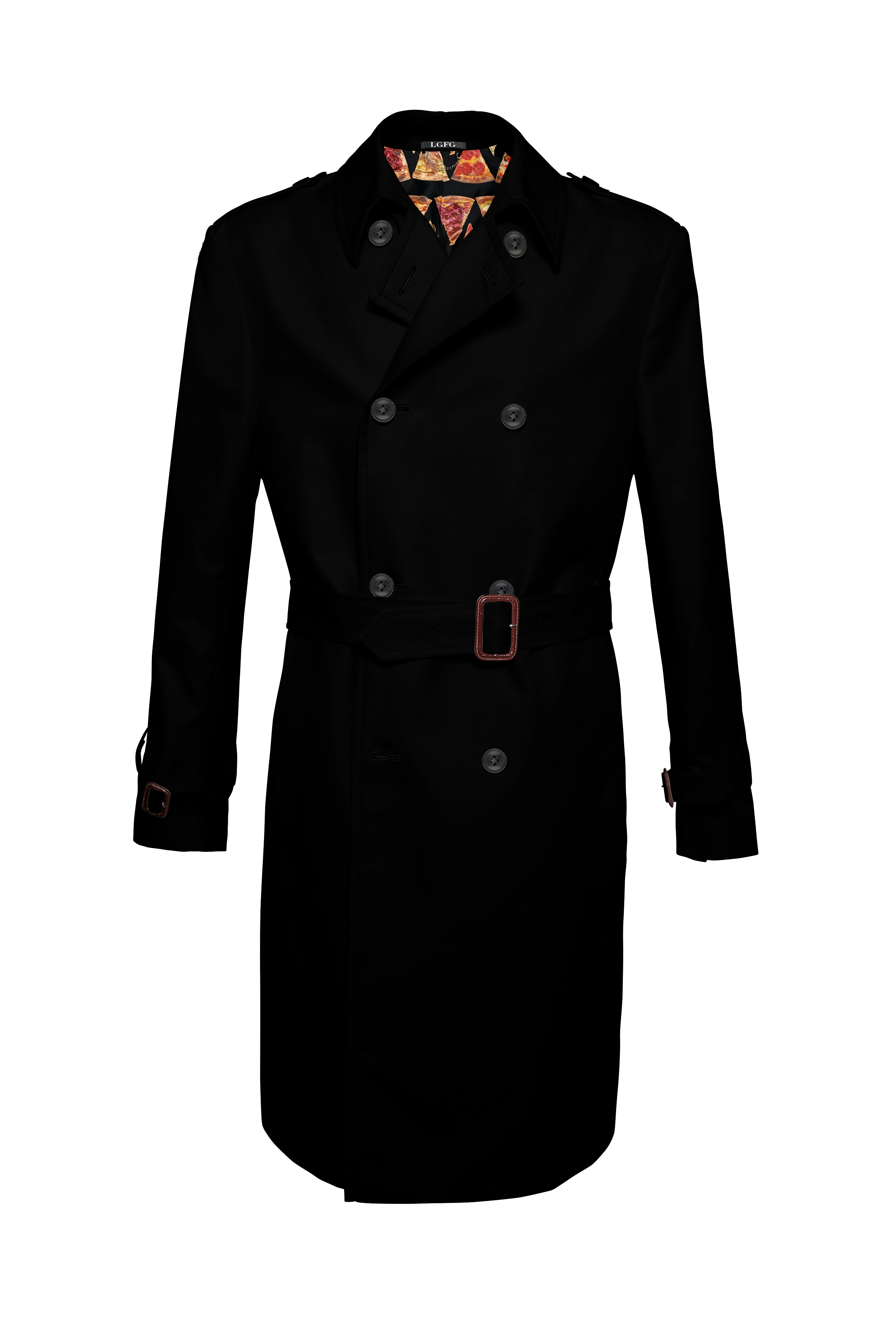 Black Mobster Double Breasted Raincoat