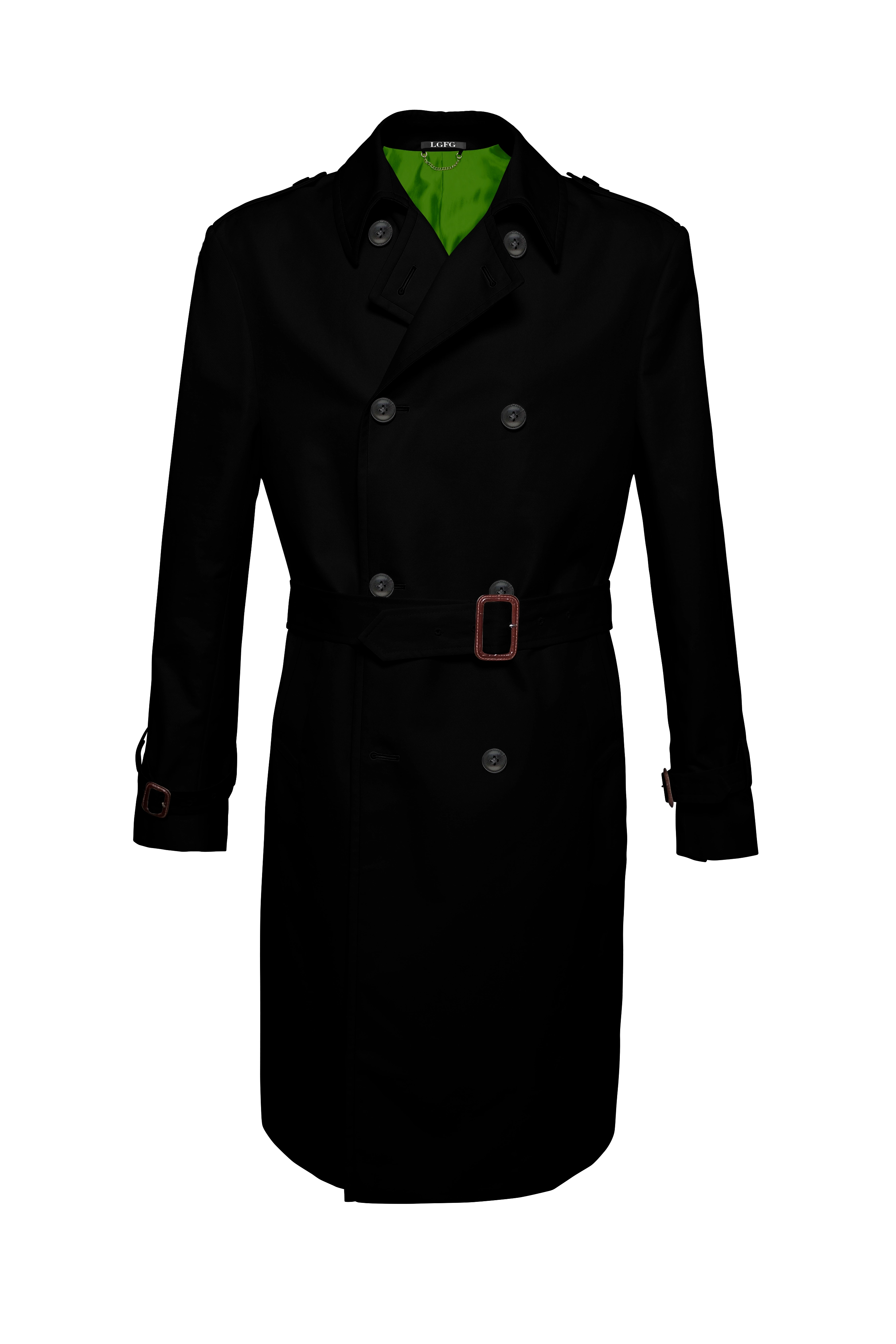 Black Mobster Double Breasted Raincoat
