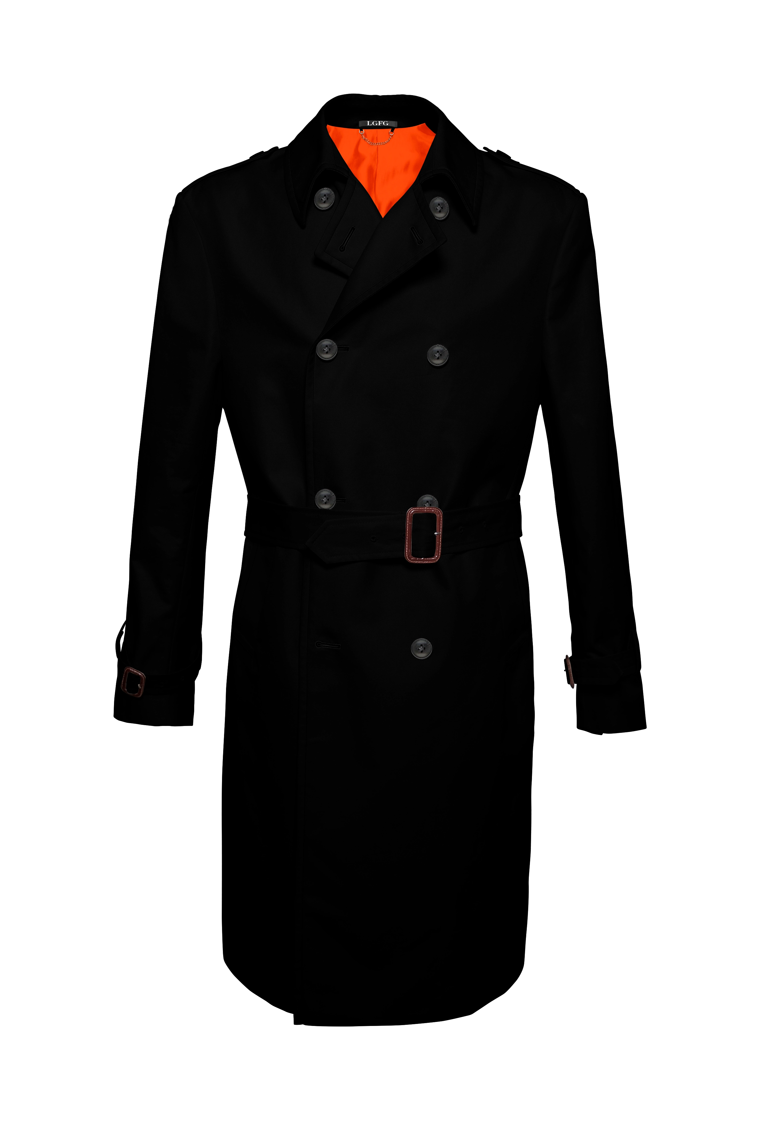 Black Mobster Double Breasted Raincoat