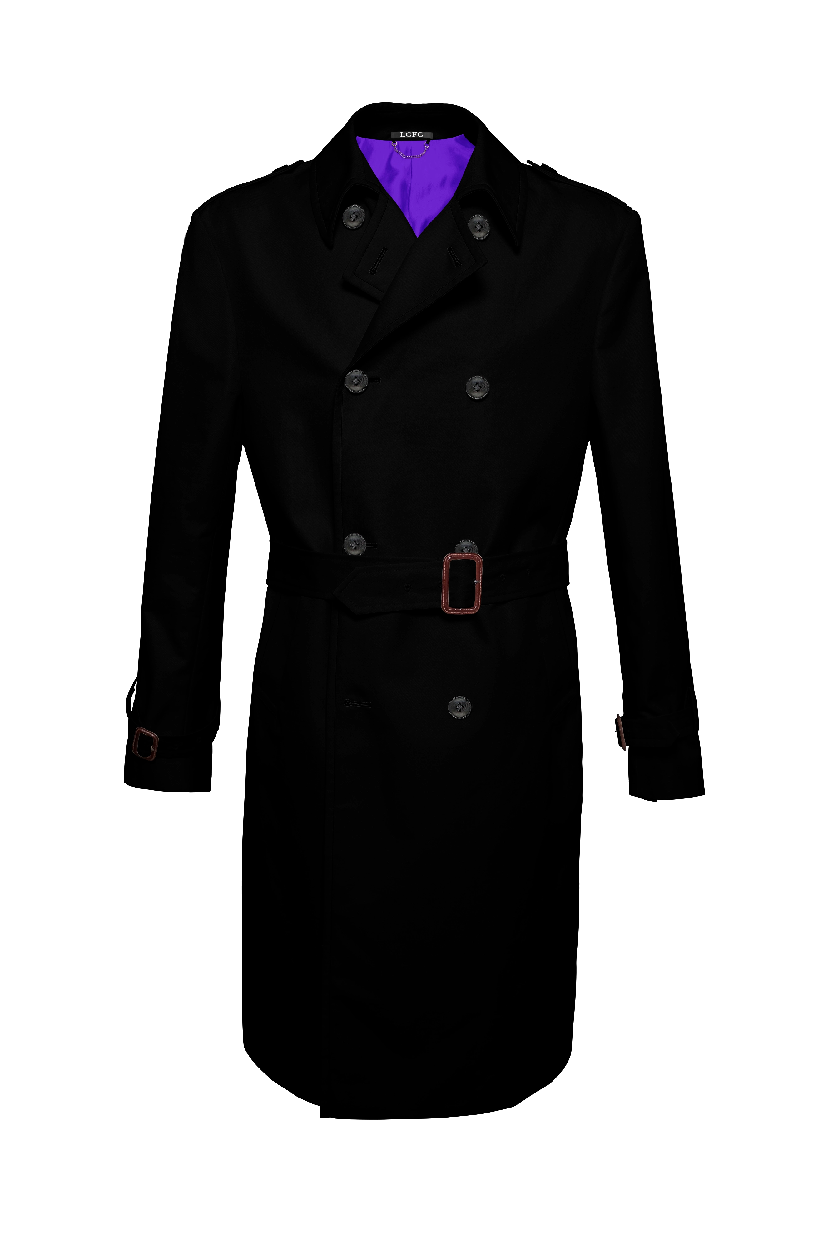 Black Mobster Double Breasted Raincoat