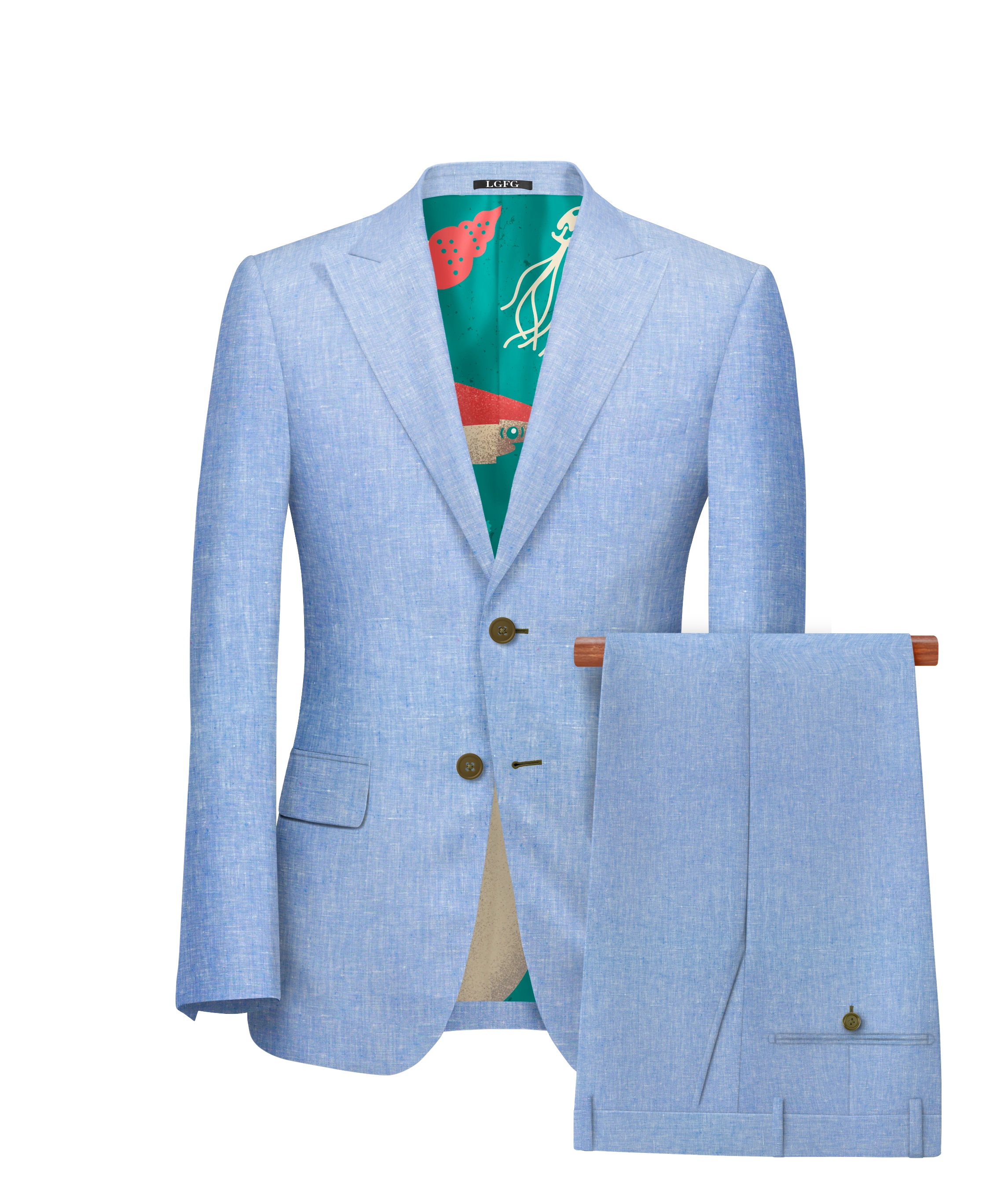 Sleep with the fishes Blue Linen Summer Suit