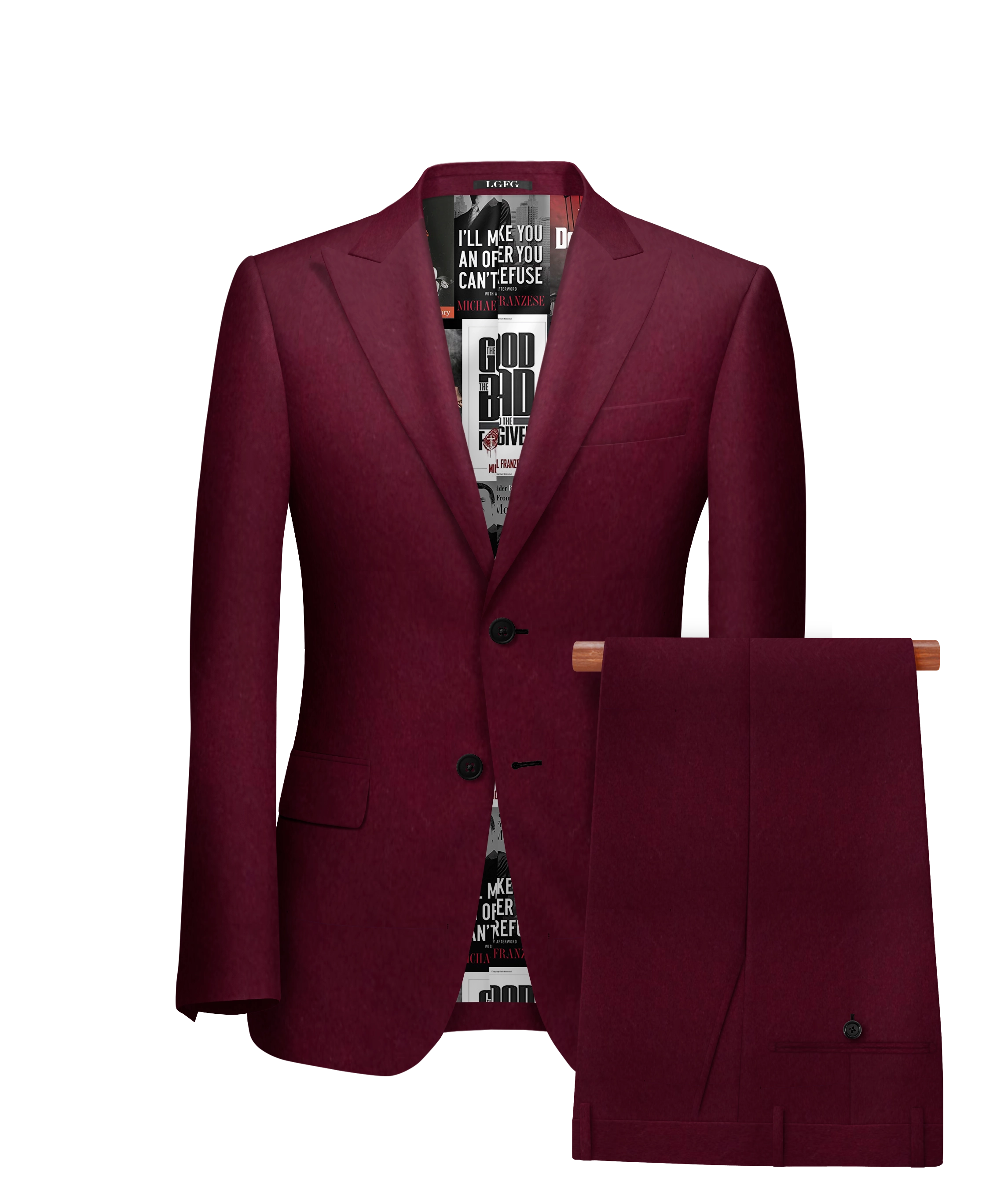 Burgudy Kennedy All-Season, 2 Button Single Breasted LGFG Suit