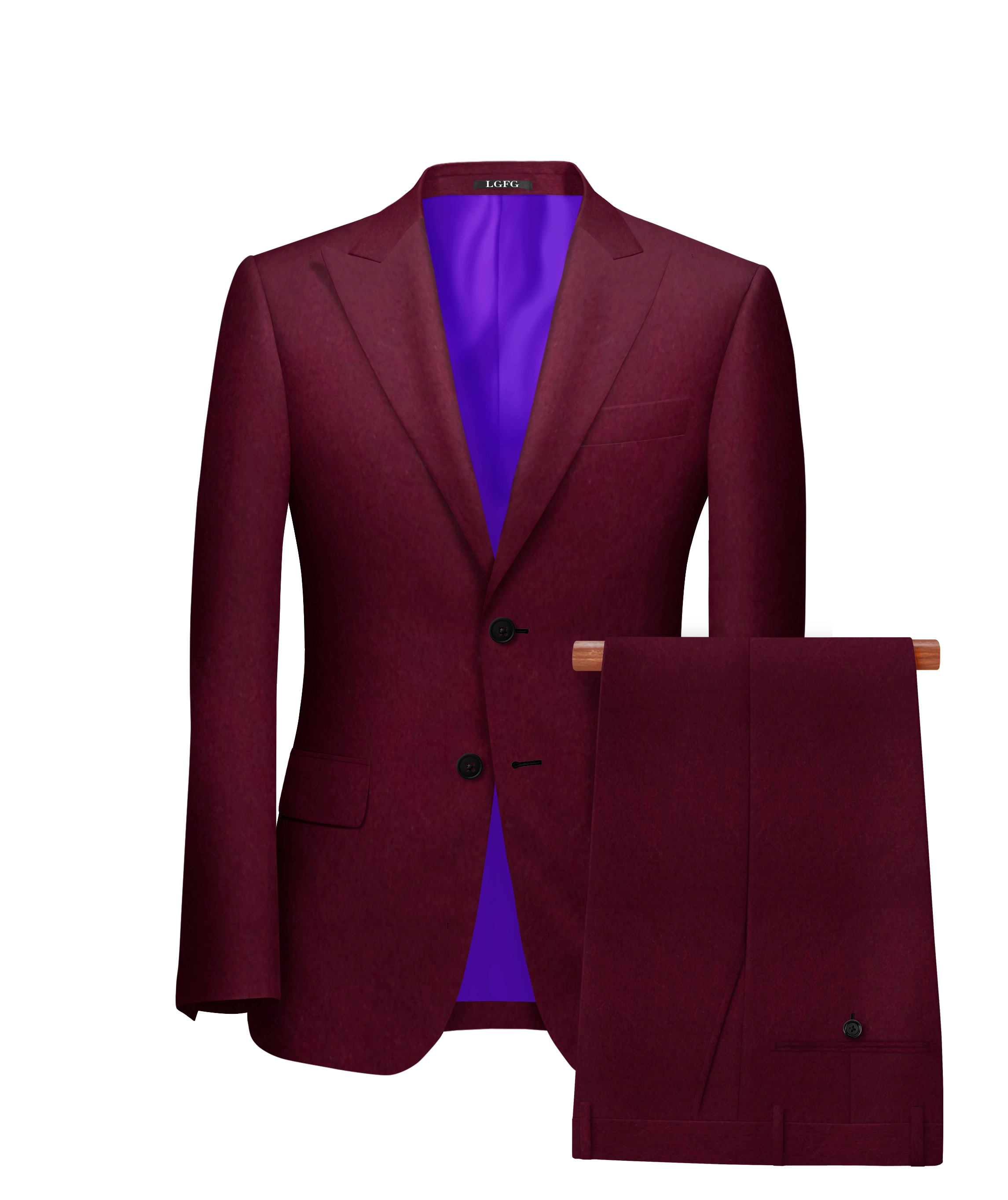 Burgudy Kennedy All-Season, 2 Button Single Breasted LGFG Suit