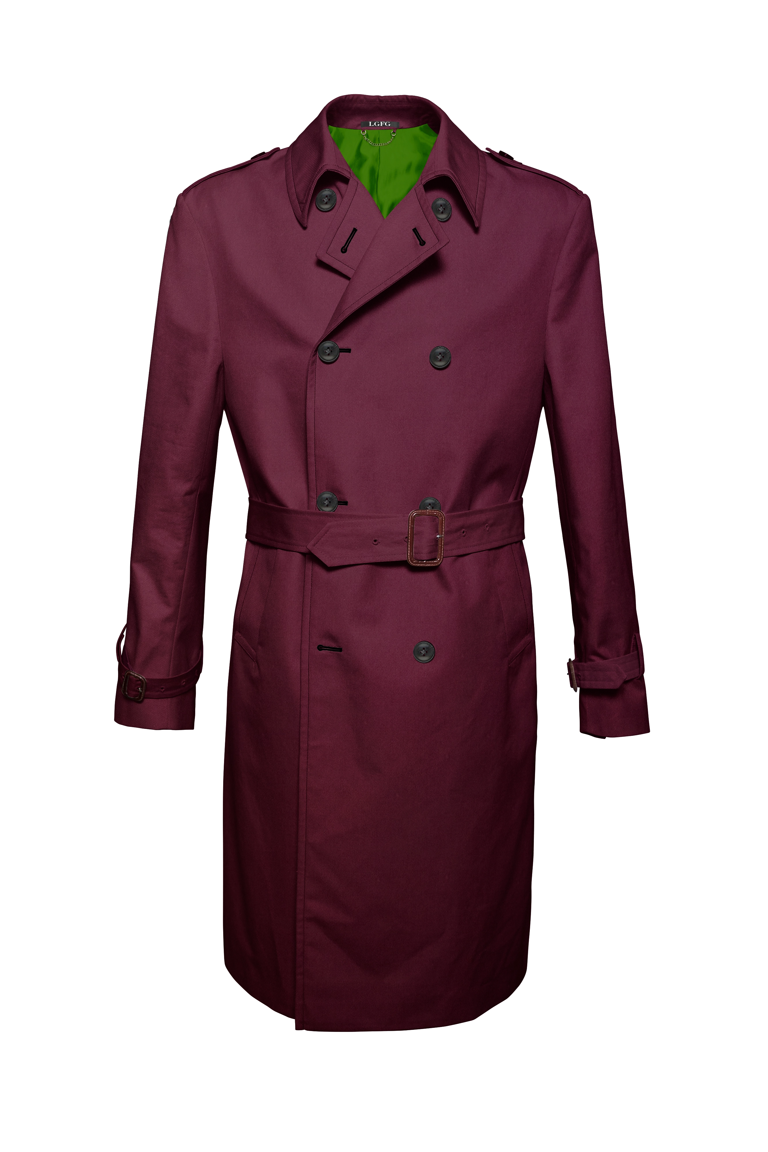 Burgundy Mobster Double Breasted Raincoat
