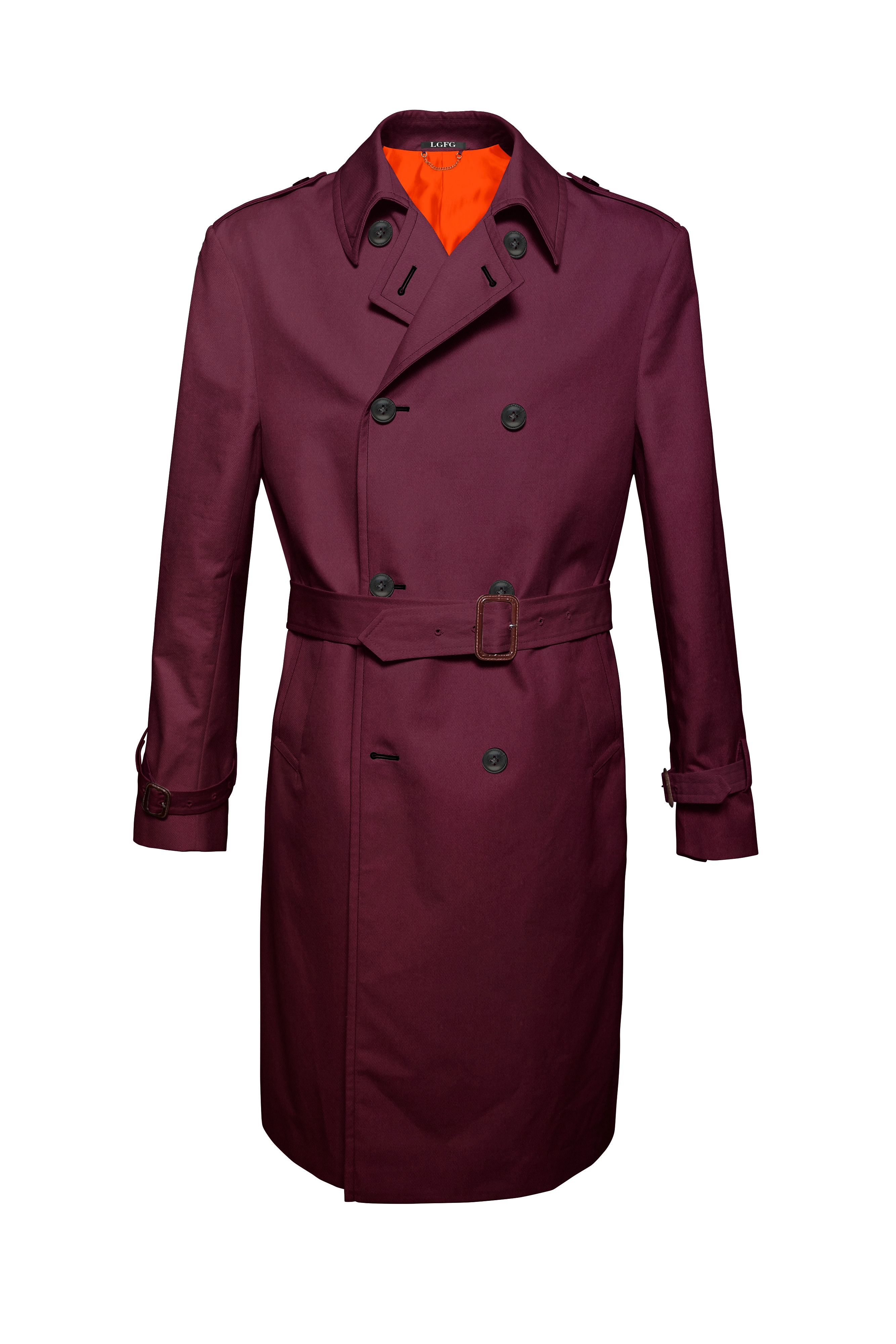 Burgundy Mobster Double Breasted Raincoat