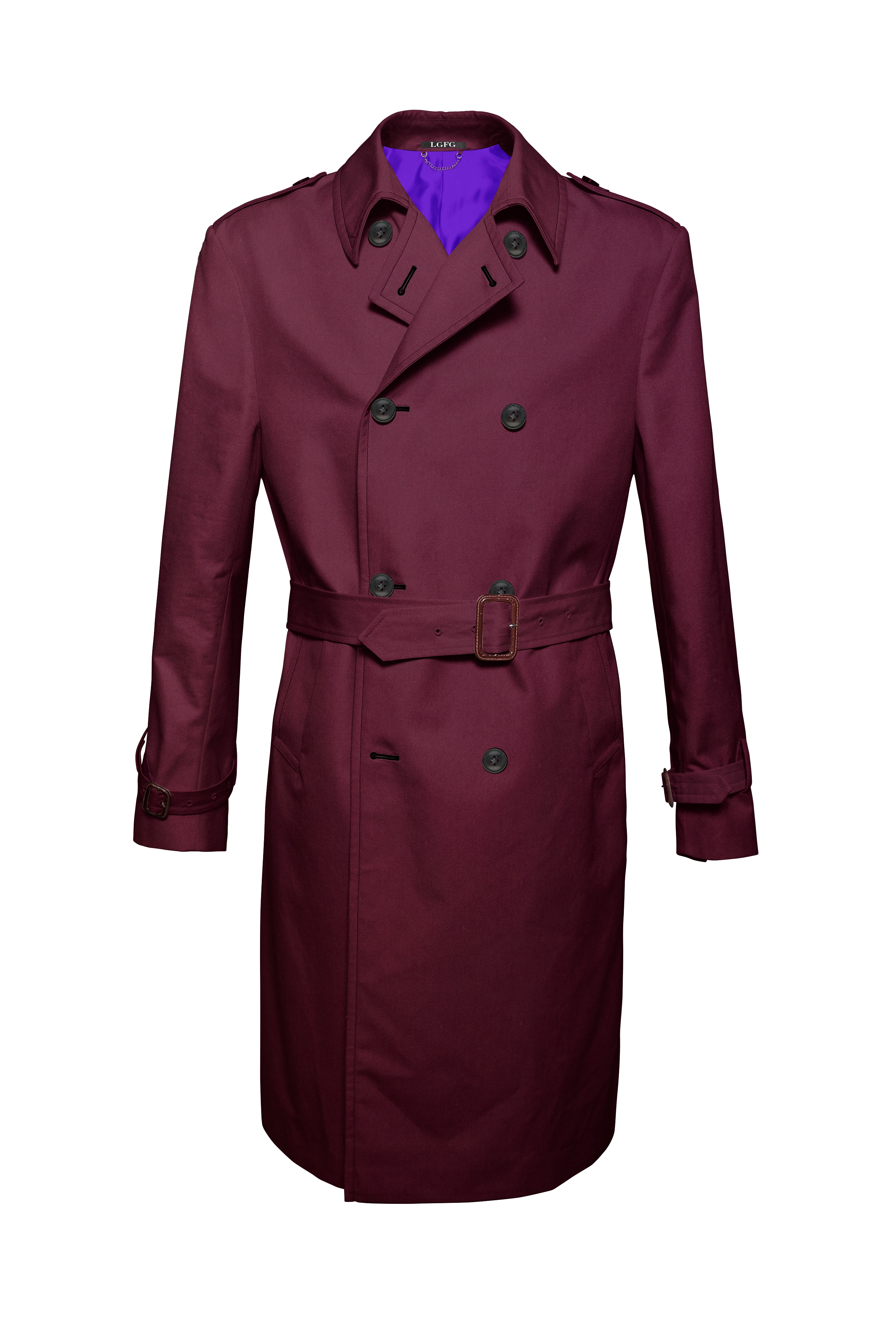 Burgundy Mobster Double Breasted Raincoat