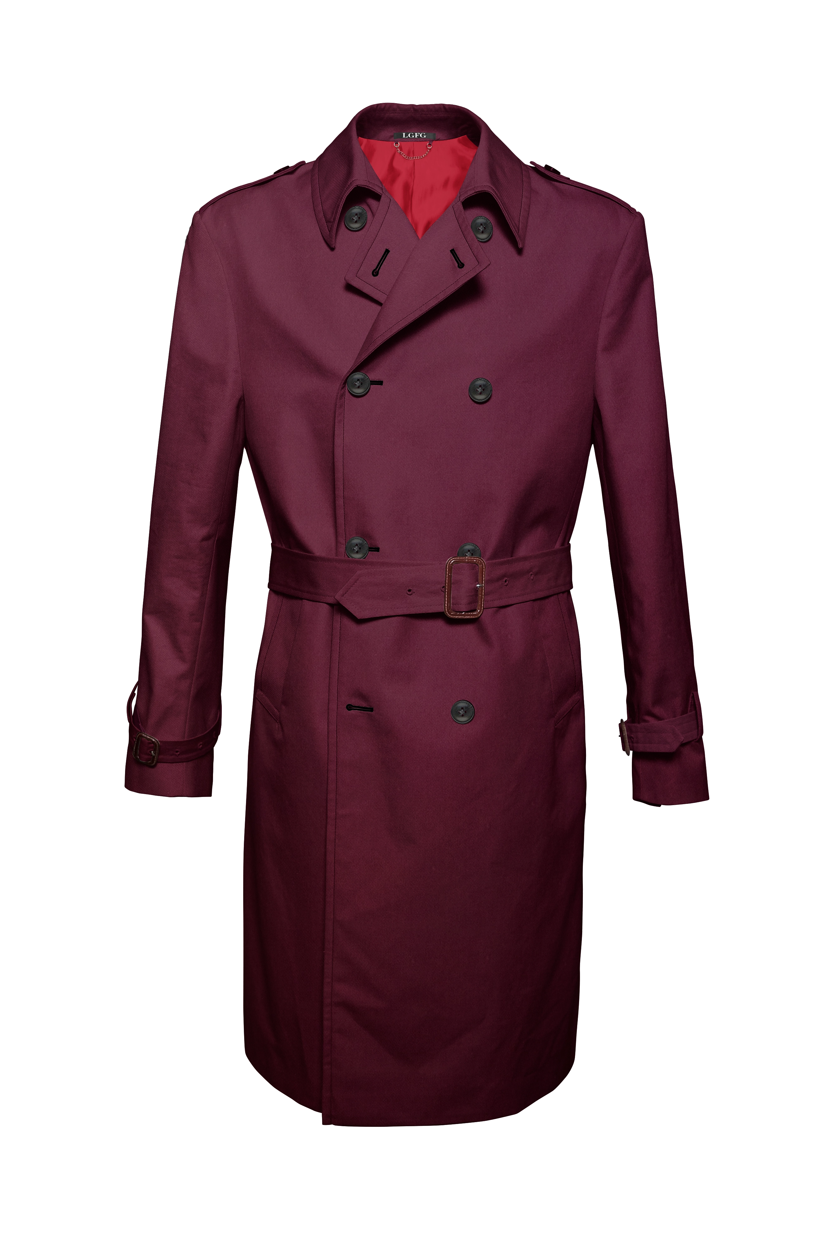 Burgundy Mobster Double Breasted Raincoat