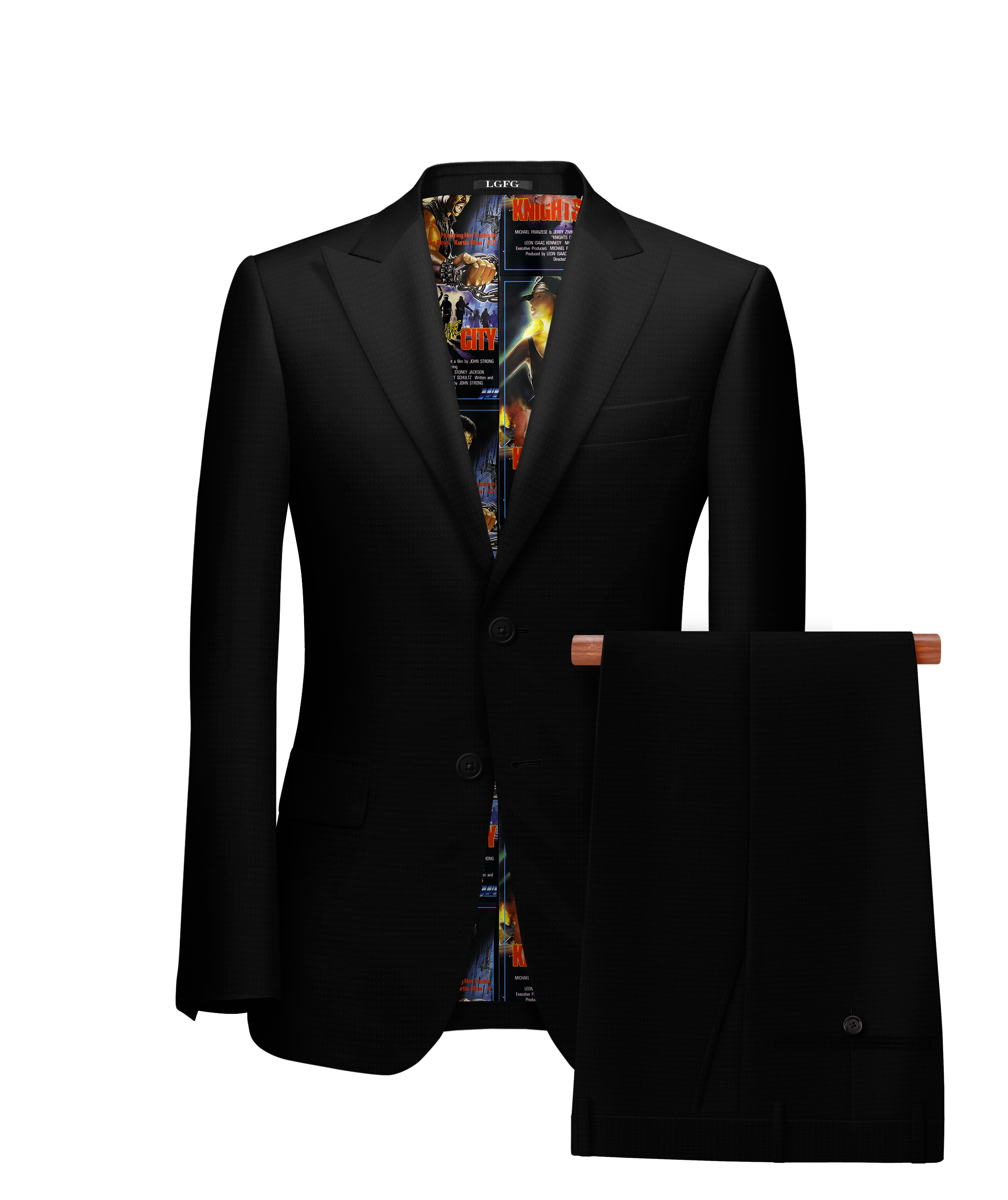 Black Pinstripe Kennedy All-Season, 2 Button Single Breasted LGFG Suit