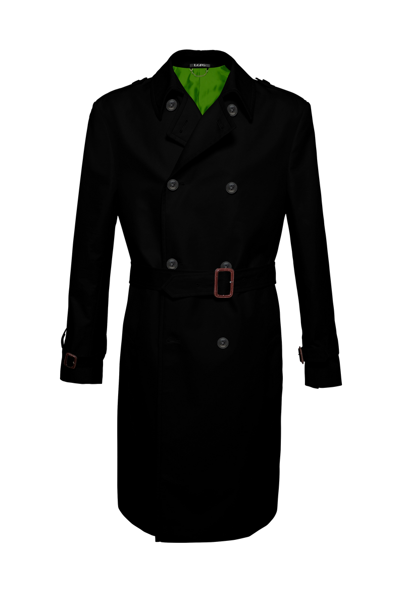 Black Mobster Double Breasted Raincoat