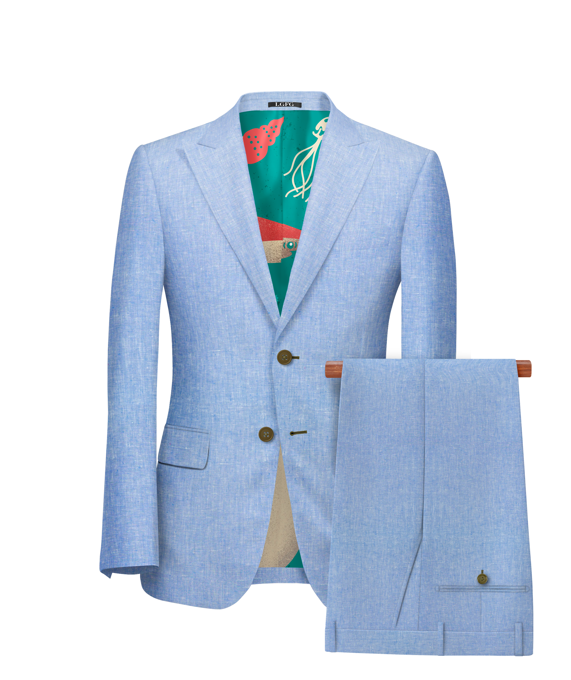 Sleep with the fishes Blue Linen Summer Suit