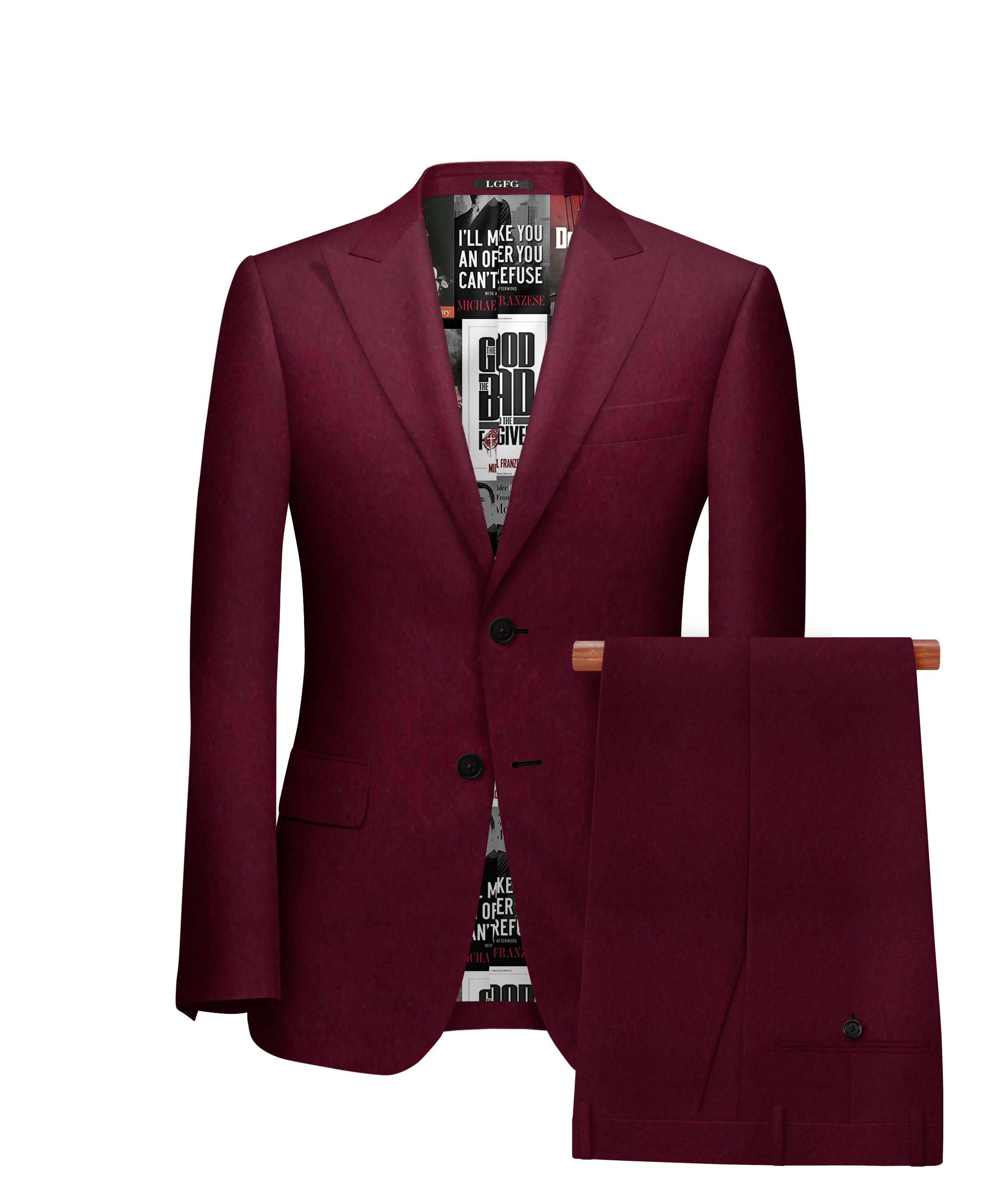 Burgudy Kennedy All-Season, 2 Button Single Breasted LGFG Suit