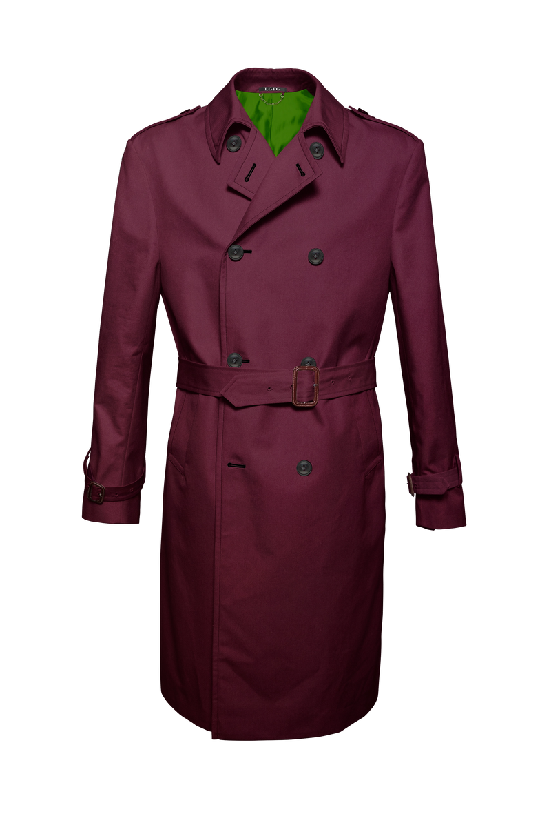 Burgundy Mobster Double Breasted Raincoat