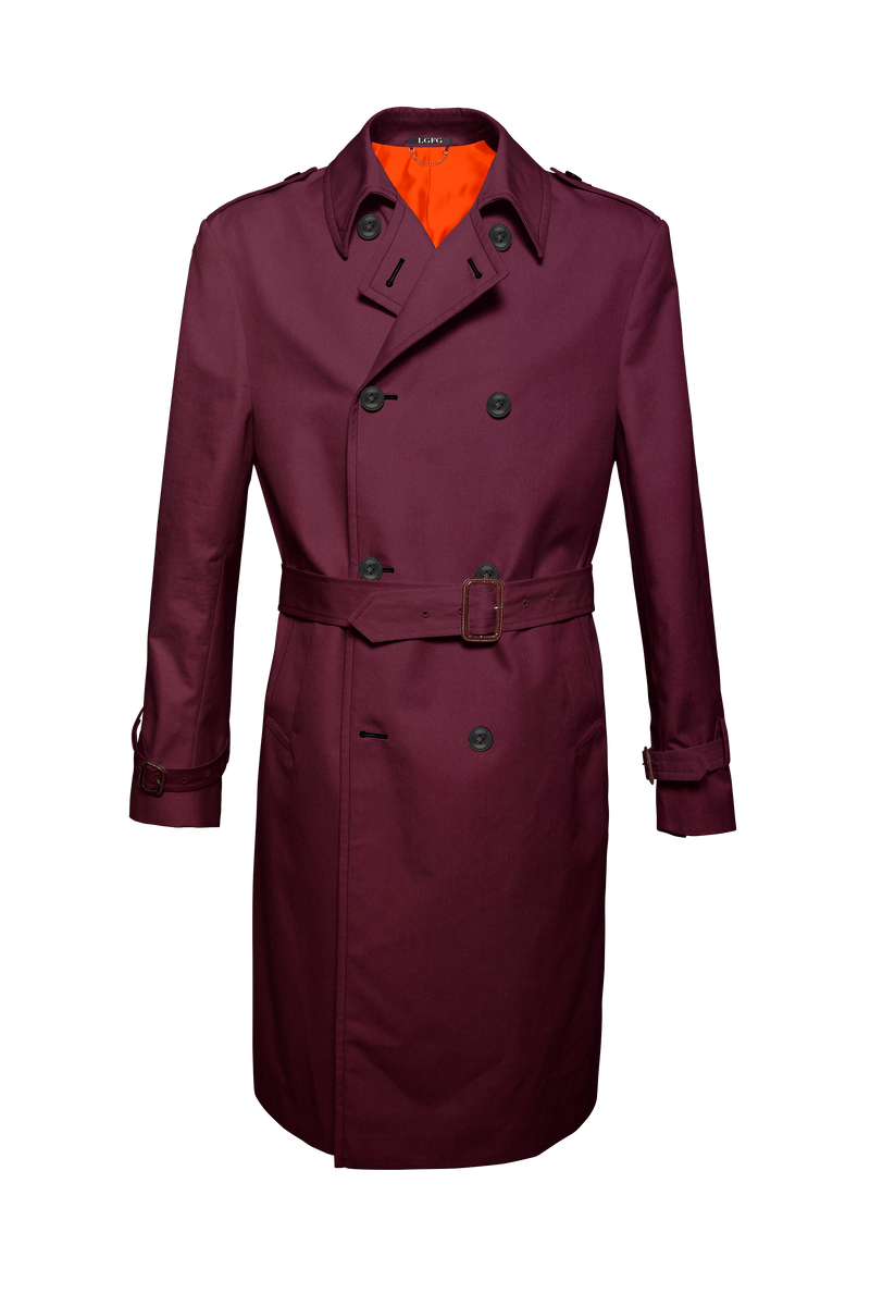 Burgundy Mobster Double Breasted Raincoat