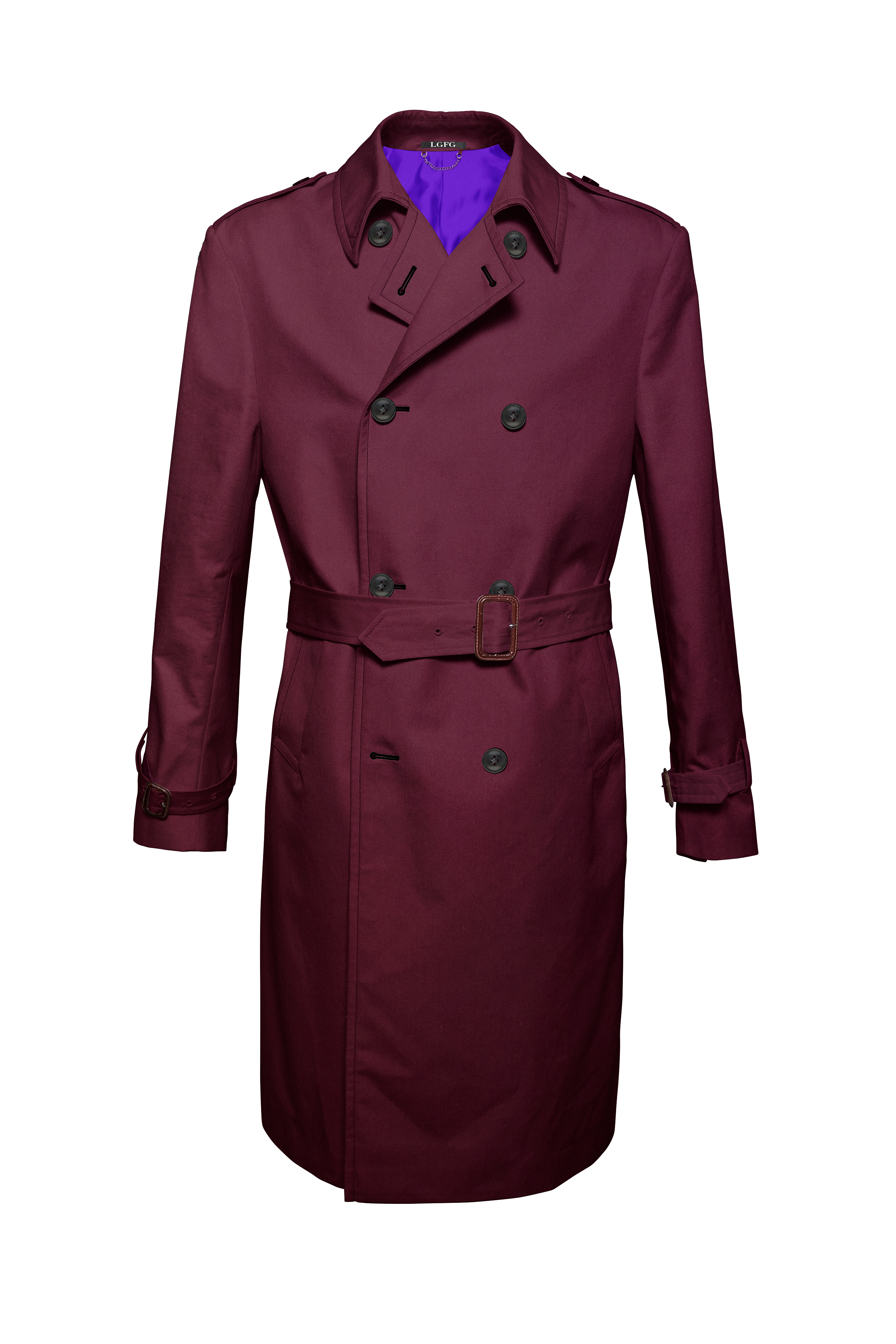 Burgundy Mobster Double Breasted Raincoat