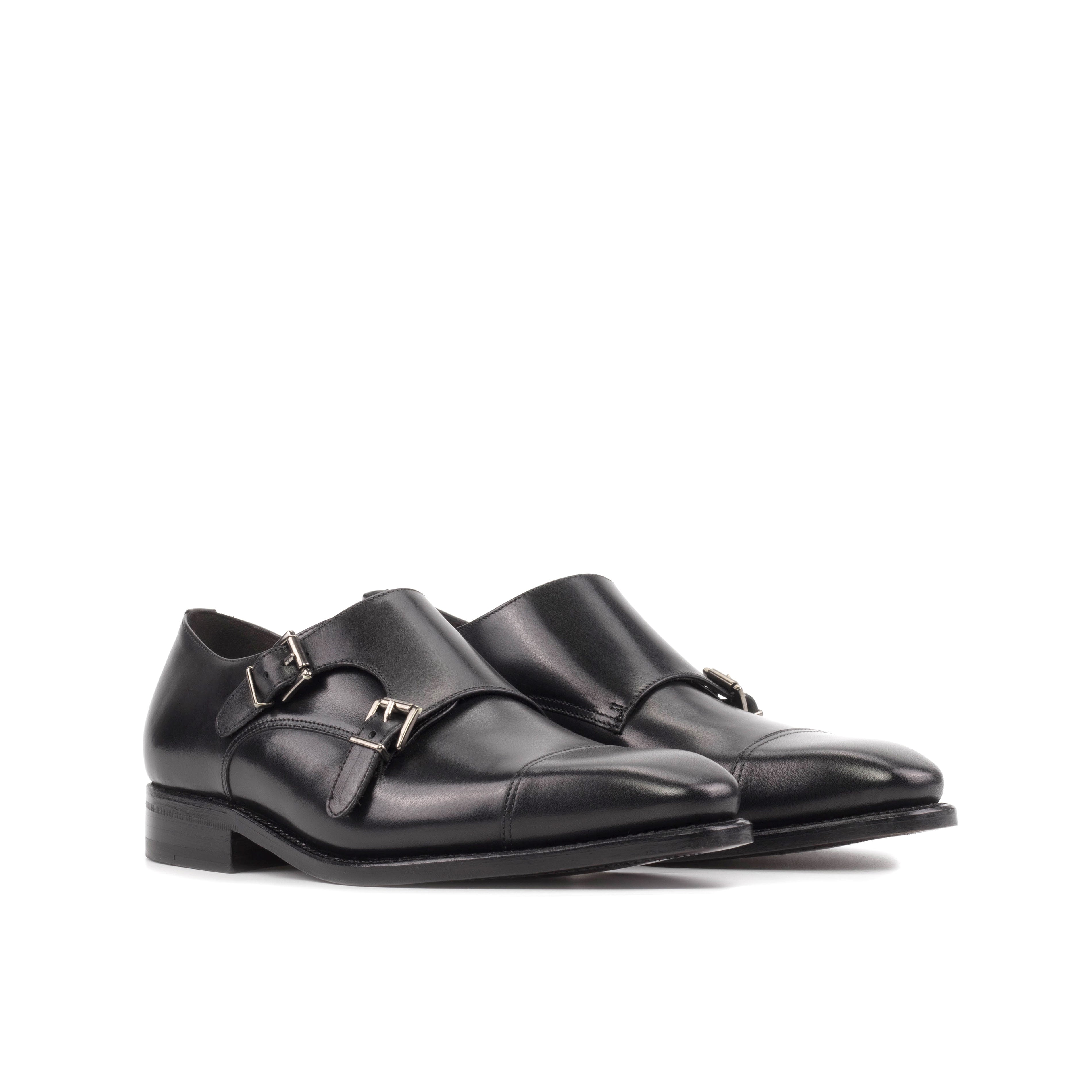 Double Monk Black Shoes