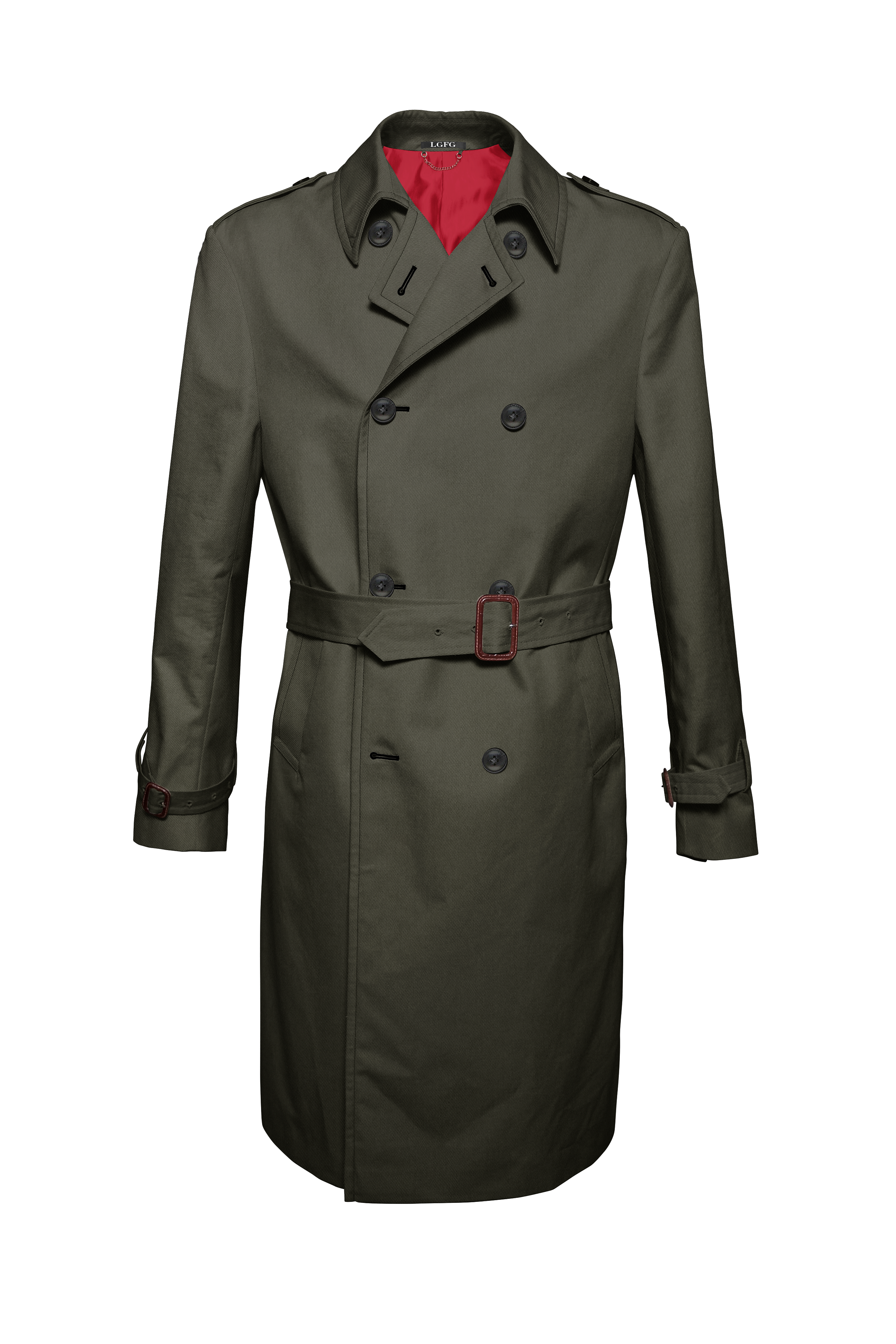 Khaki Mobster Double Breasted Raincoat