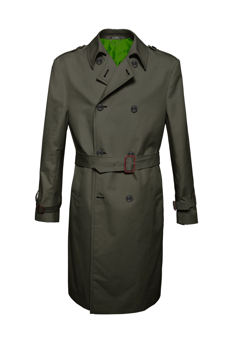 Khaki Mobster Double Breasted Raincoat