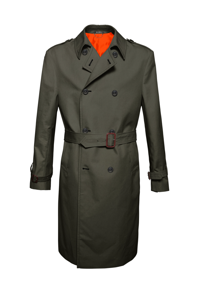 Khaki Mobster Double Breasted Raincoat