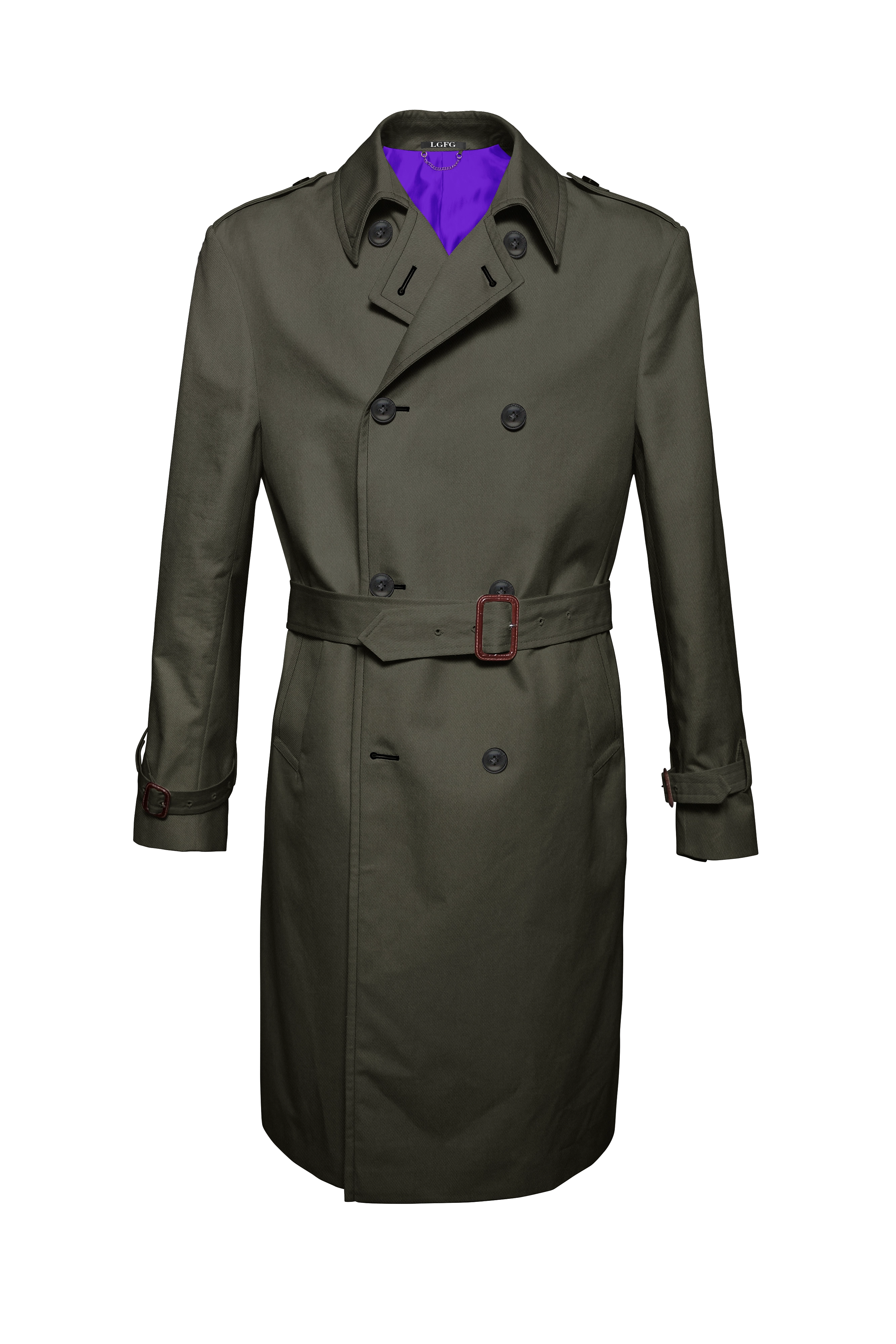 Khaki Mobster Double Breasted Raincoat
