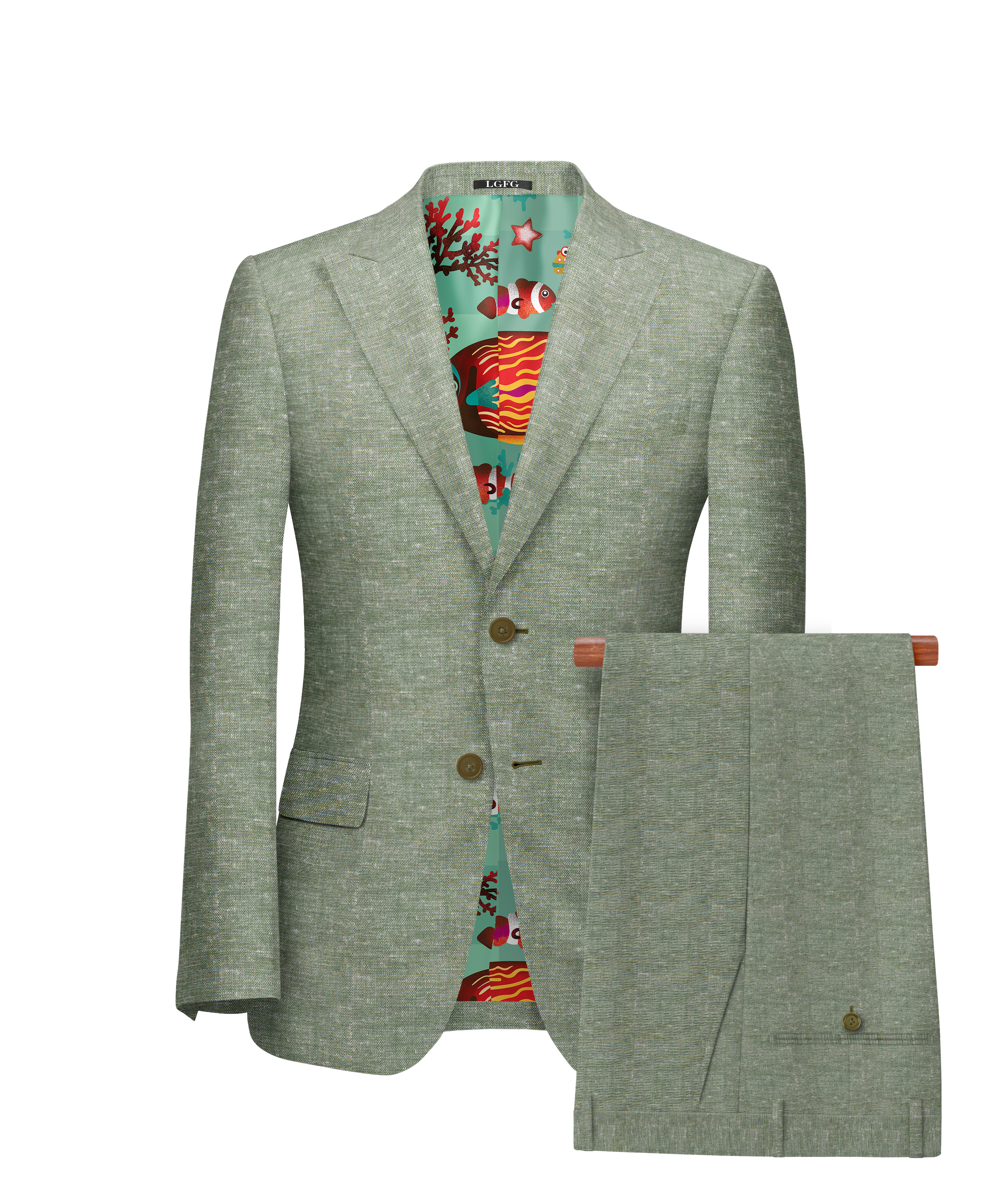 Sleep with the fishes Leaf Green Linen Summer Suit