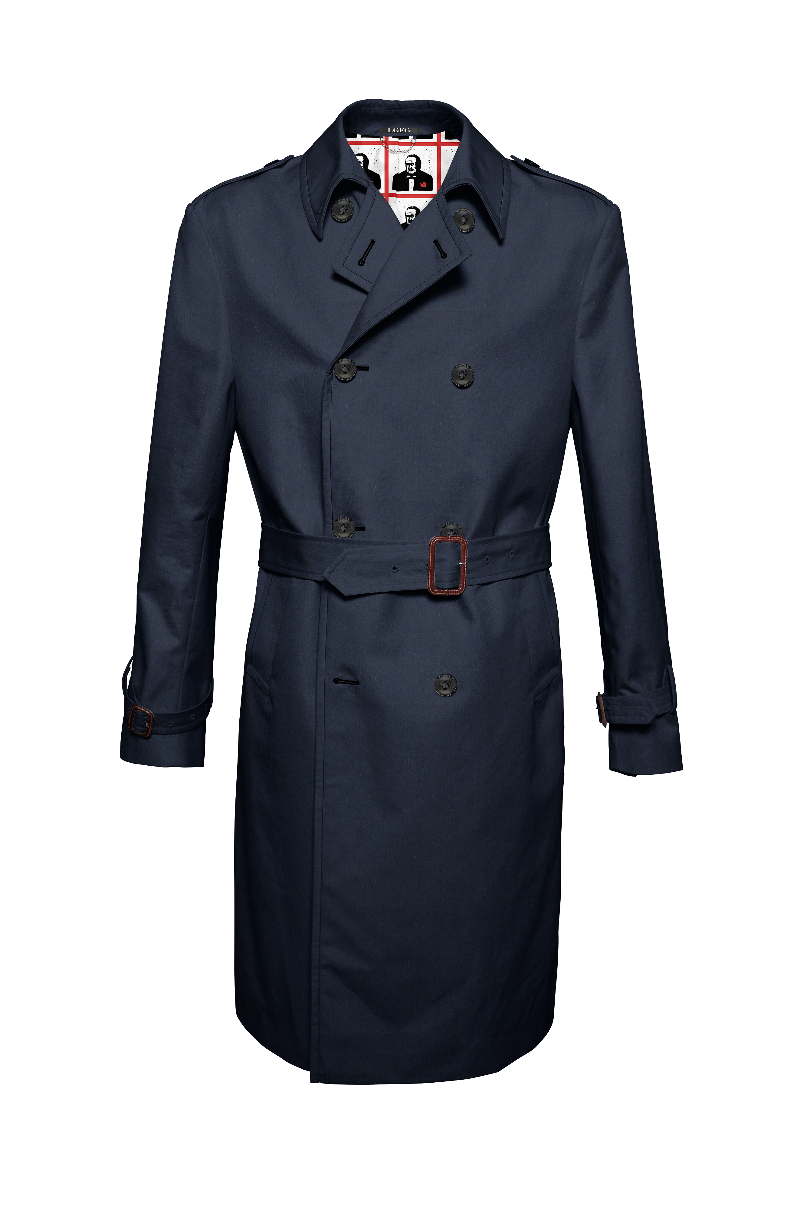 Navy Mobster Double Breasted Raincoat