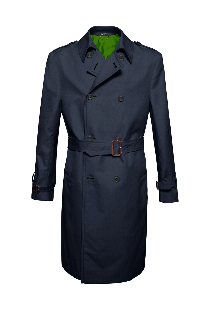 Navy Mobster Double Breasted Raincoat