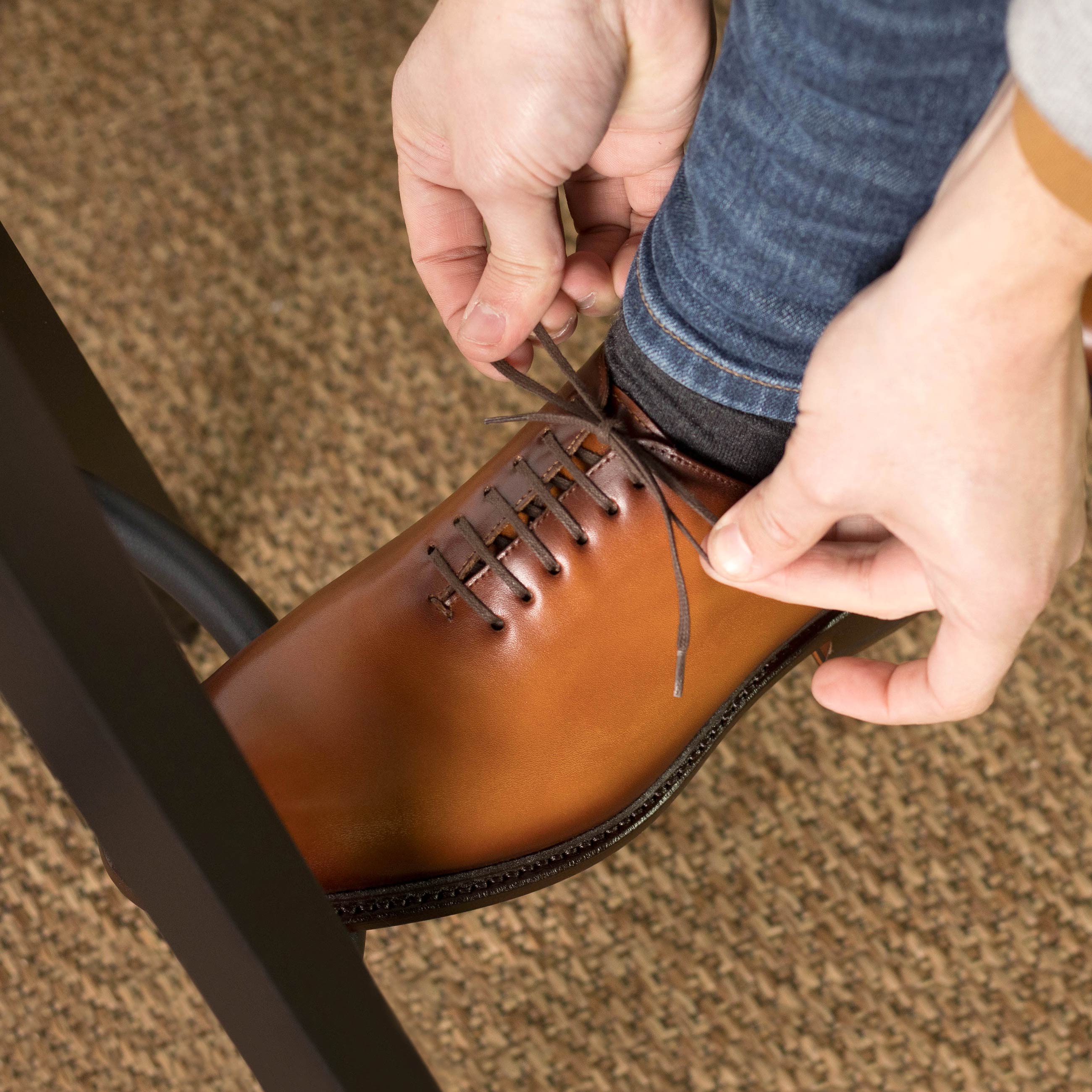 Whole Cut Cognac Burnishing Shoes